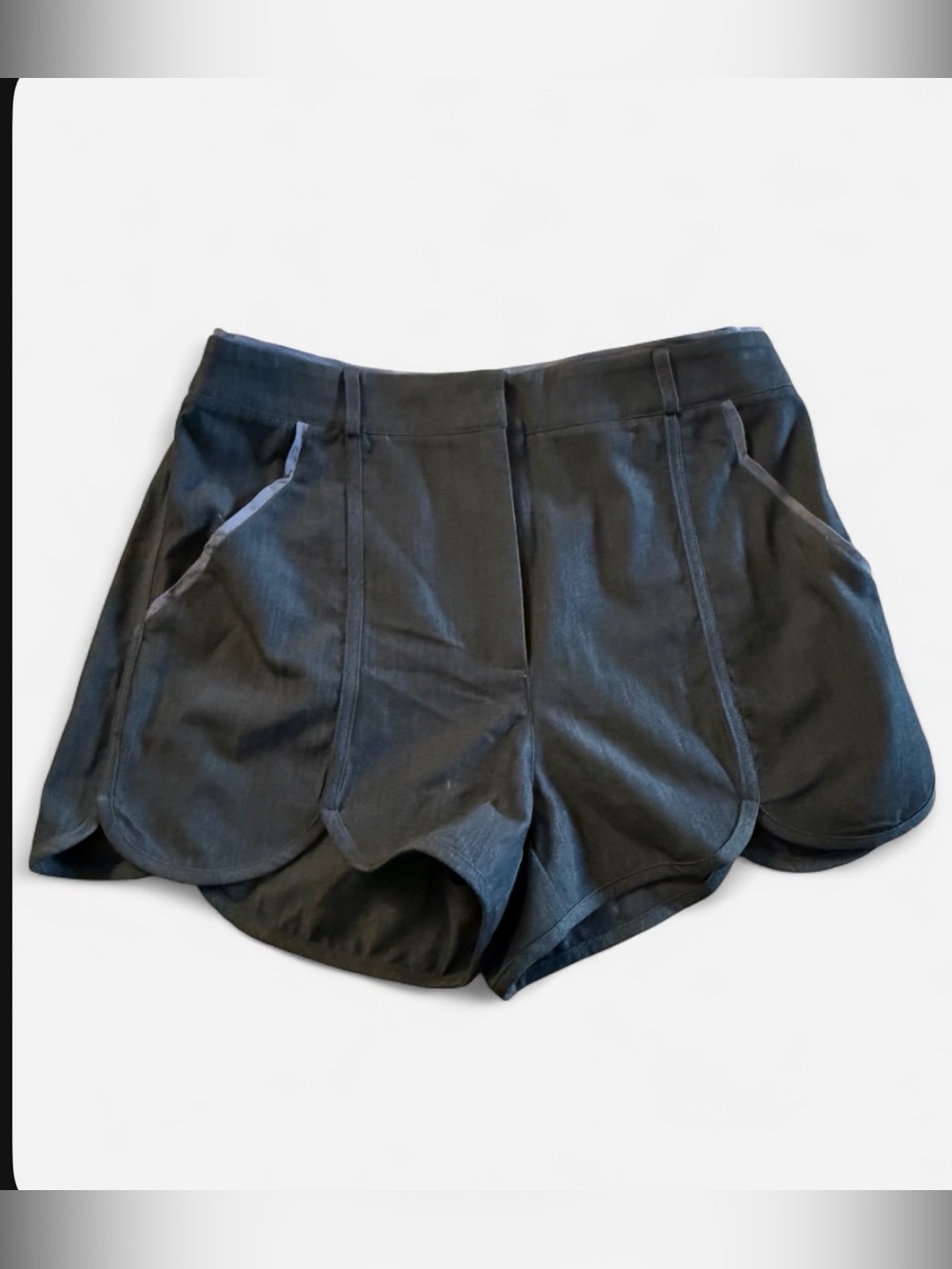 Sweet Rain Black Scalloped Hem Athletic Shorts